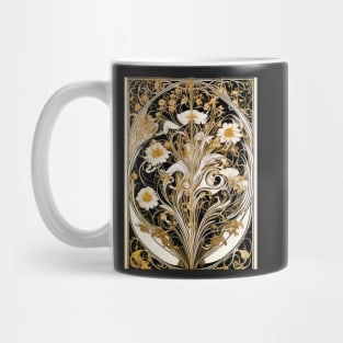 Vintage Alphonse Mucha Inspired Art Nouveau White Sunflower Print Mug
